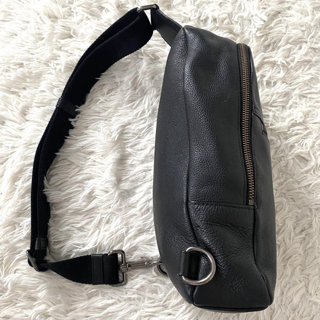 COACH コーチ ボディバッグ ウエストポーチ レザー シボ革 ロゴ