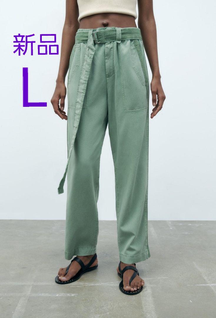 happy☆ 様 新品 ZARA ベルトコントラストパンツ - メルカリ