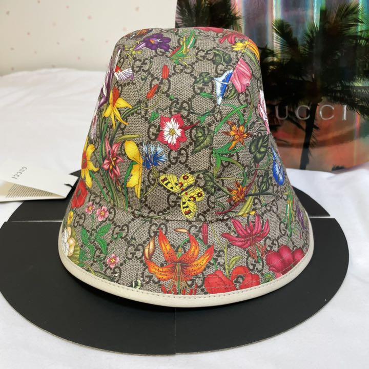 訳あり商品 花柄バケットハット 【箱付き】GUCCI - ハット 【中古】 GUCCI ハット レディース 花柄 ハット