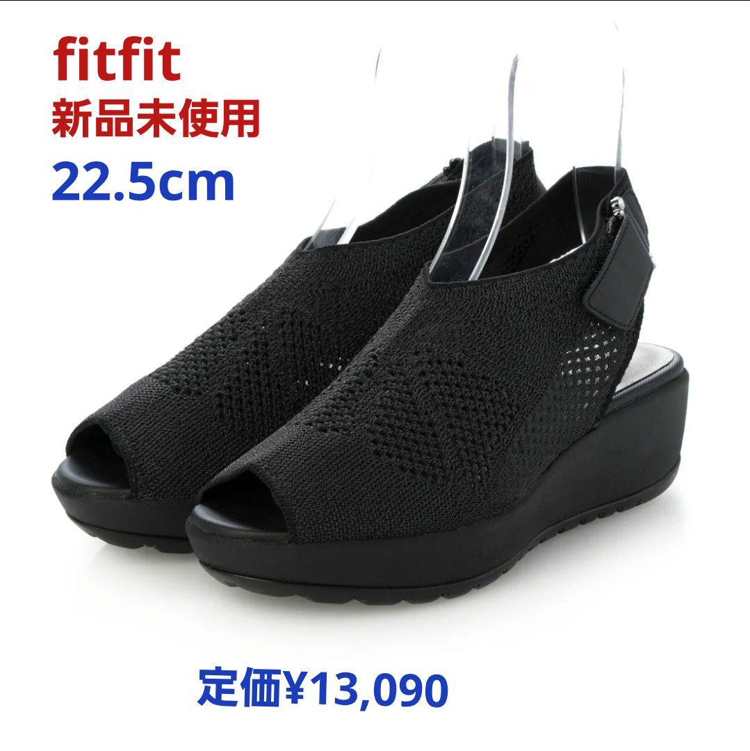 fitfit 新品未使用22.5cm ◆厚底シアーニットサンダル(ブラック)