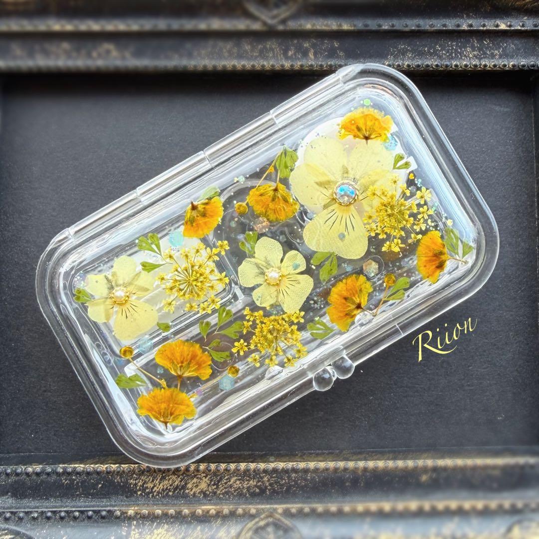 ❁ .゜ミニビオラ&かすみ草の押し花印鑑ケース ·⑅❁新品、♥