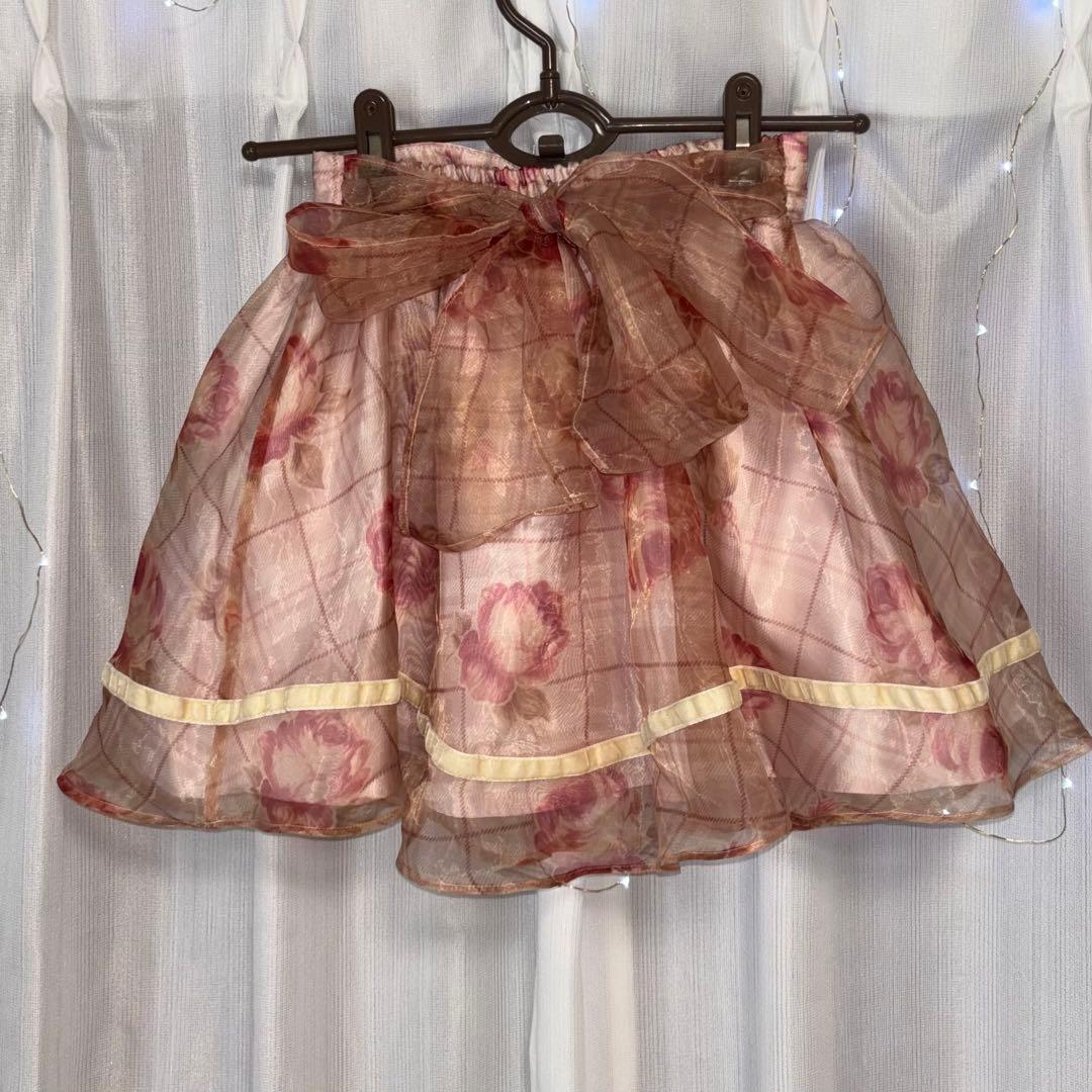 大人気♡LIZLISA♡ 花柄リボン付きフレアスカート