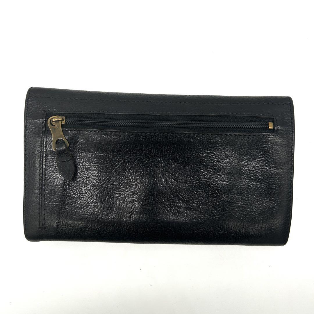 イルビゾンテ がま口　長財布 レザー 黒 ジップコインケース付　二つ折財布