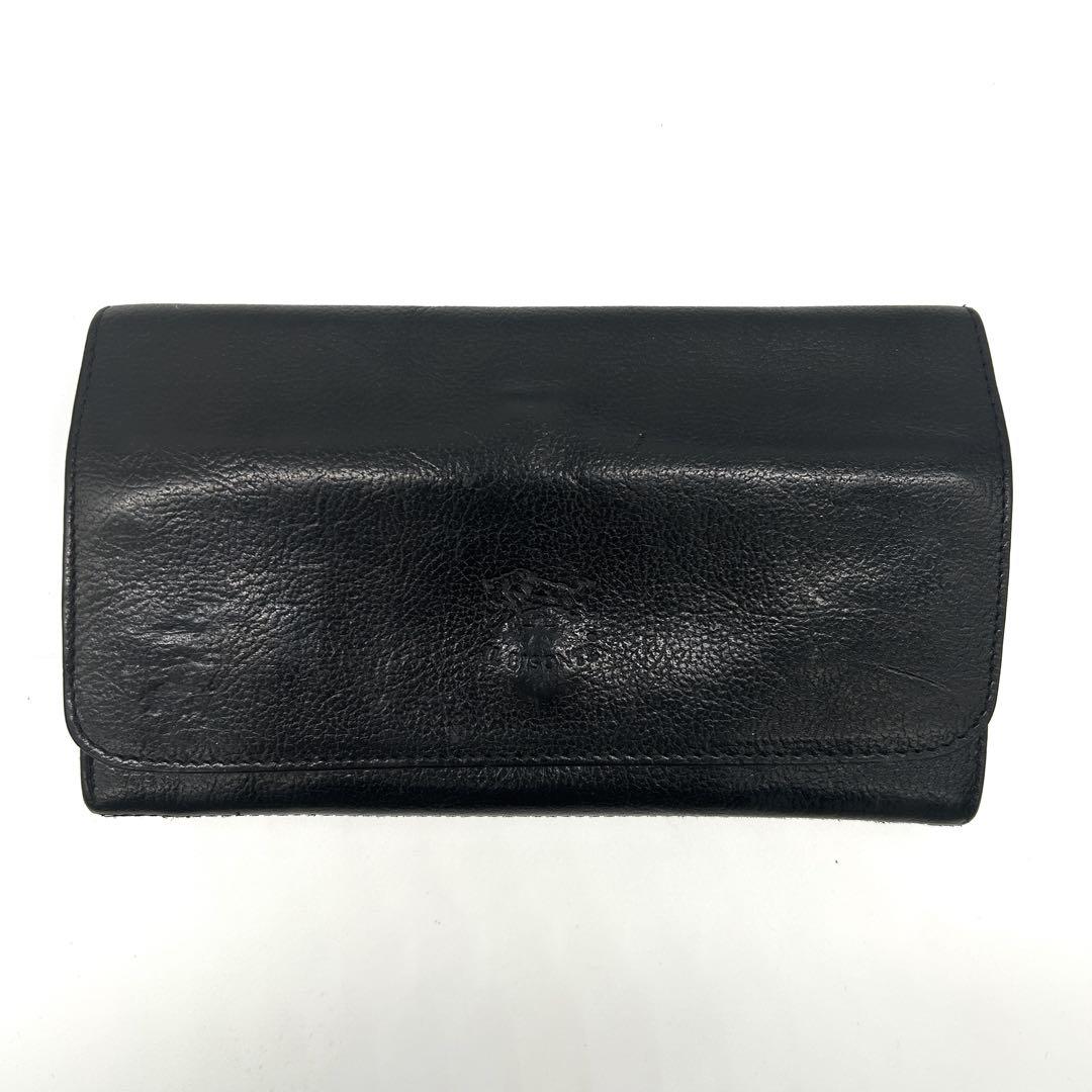 イルビゾンテ がま口　長財布 レザー 黒 ジップコインケース付　二つ折財布