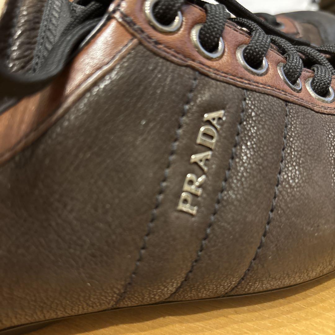 PRADA 正規品　ドライビングシューズ　レザー　ブラウン プラダ PRADA ドライビングシューズ レザー スニーカー 6 26.5cm