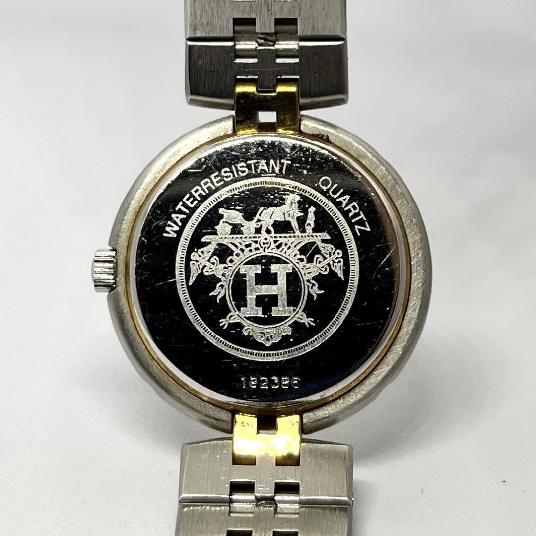 HERMES Profile Watch Quartz White Dial Date Combi Ladies
