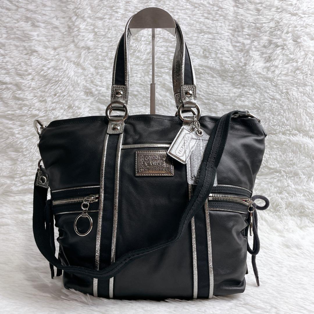 未使用級✨COACH ポピー ショルダーバッグ 2way レザー ブラック