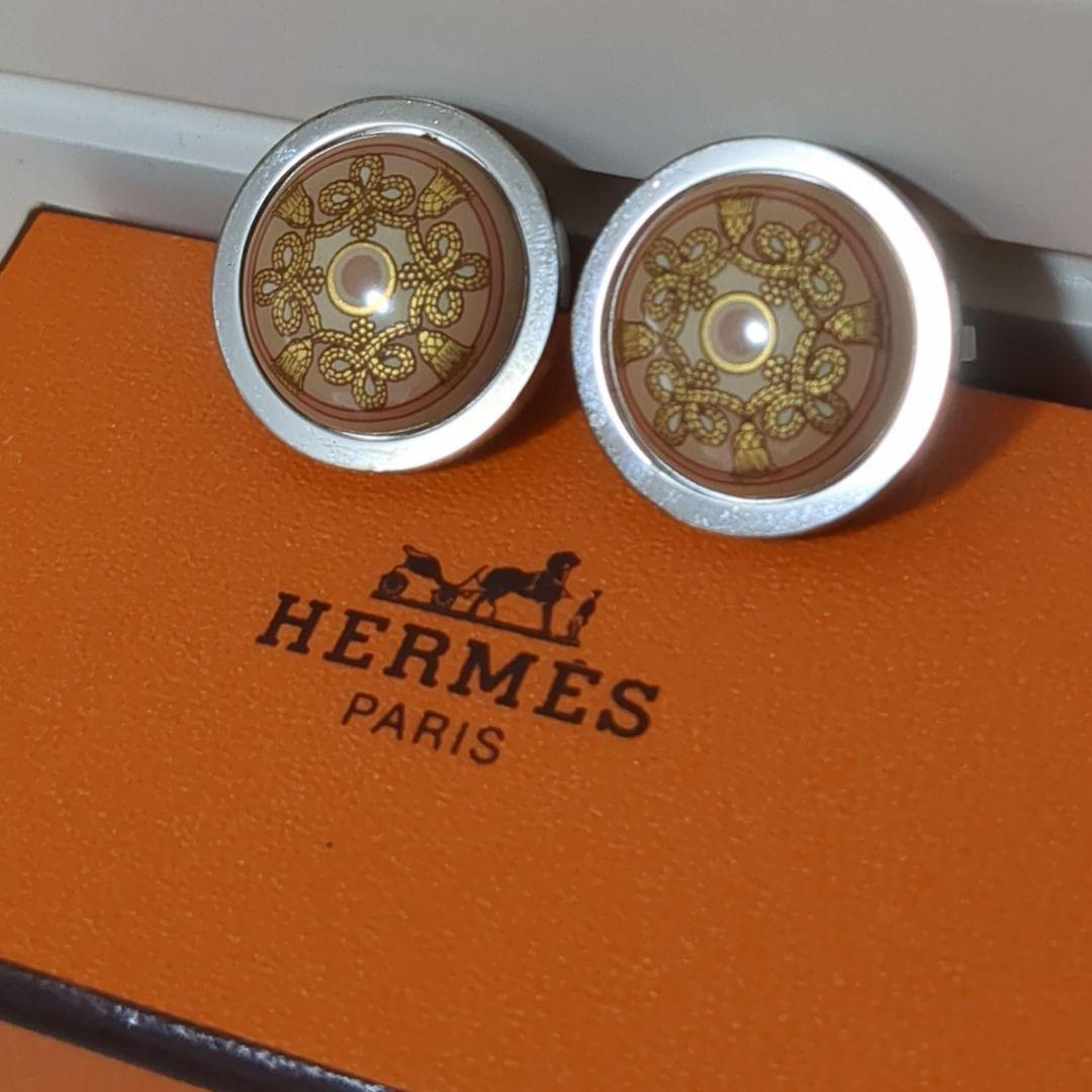 HERMES　エルメス　ロープ　七宝焼　イヤリング　シルバー　マルチカラー