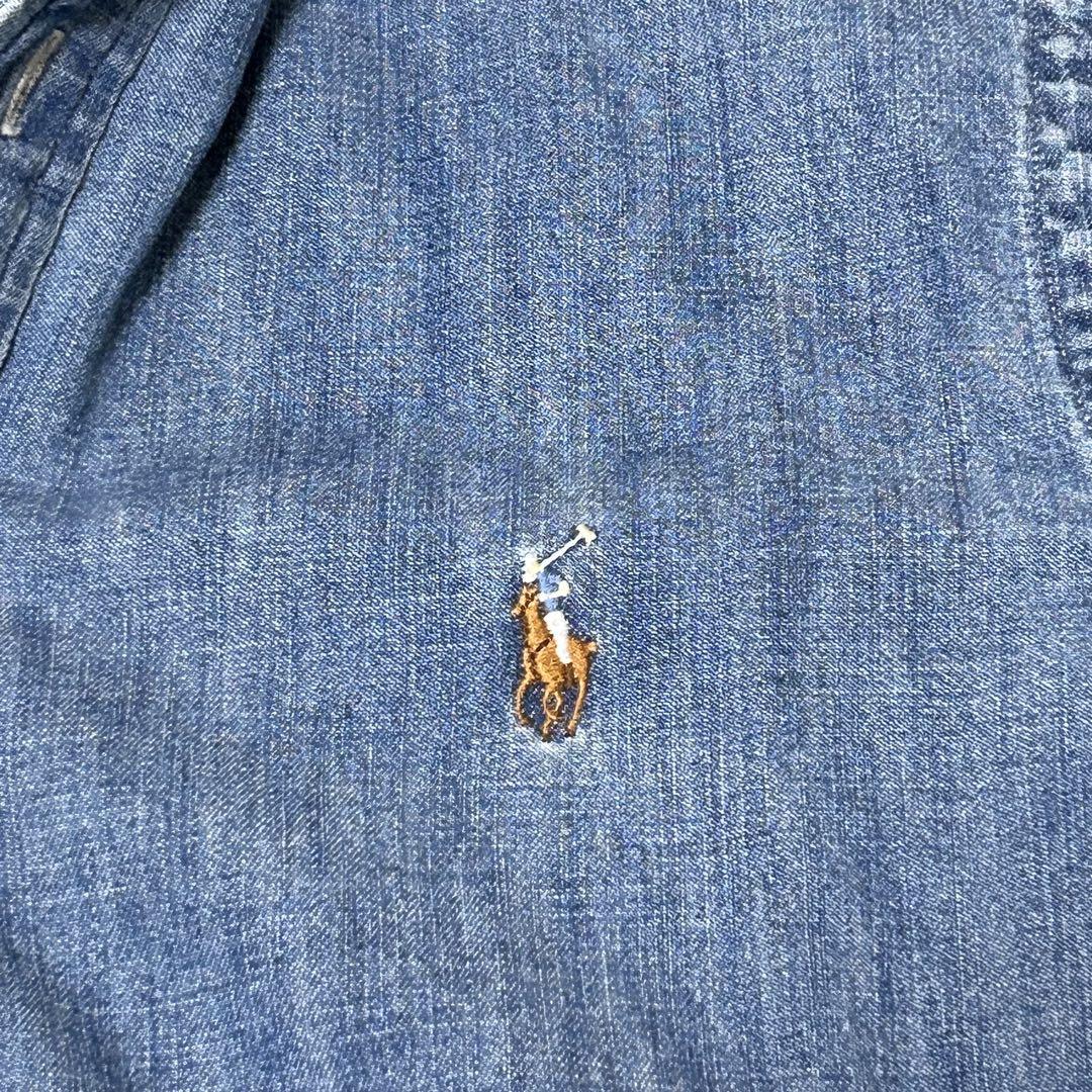 現行 ラルフローレン ダンガリーシャツ ポニー刺繍 デニム M〜L相当