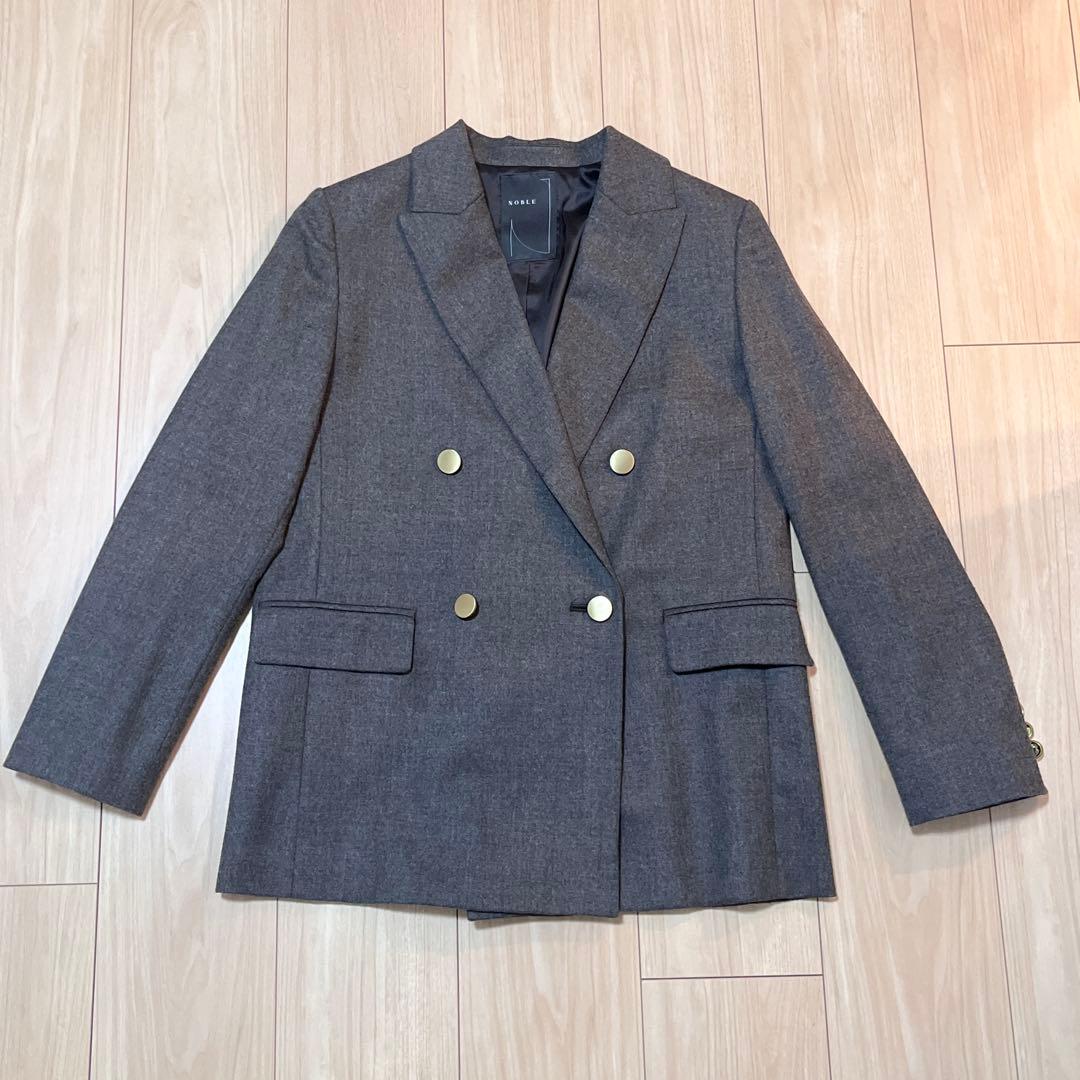 noble ウールフラノピークドラペルジャケット ダブルXS SS Noble