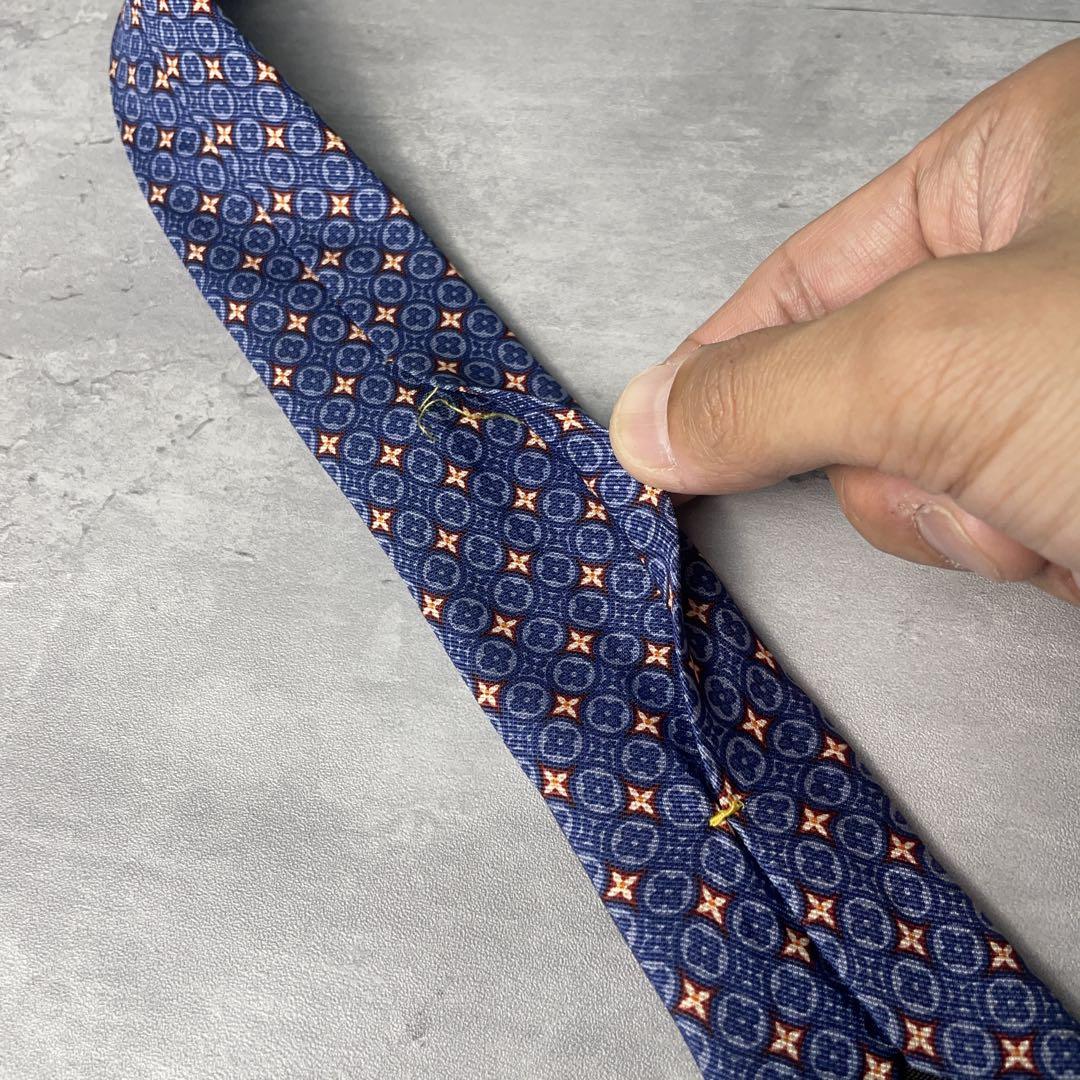 美品 LOUIS VUITTON モノグラム 花柄 フラワー ネクタイ ブルー