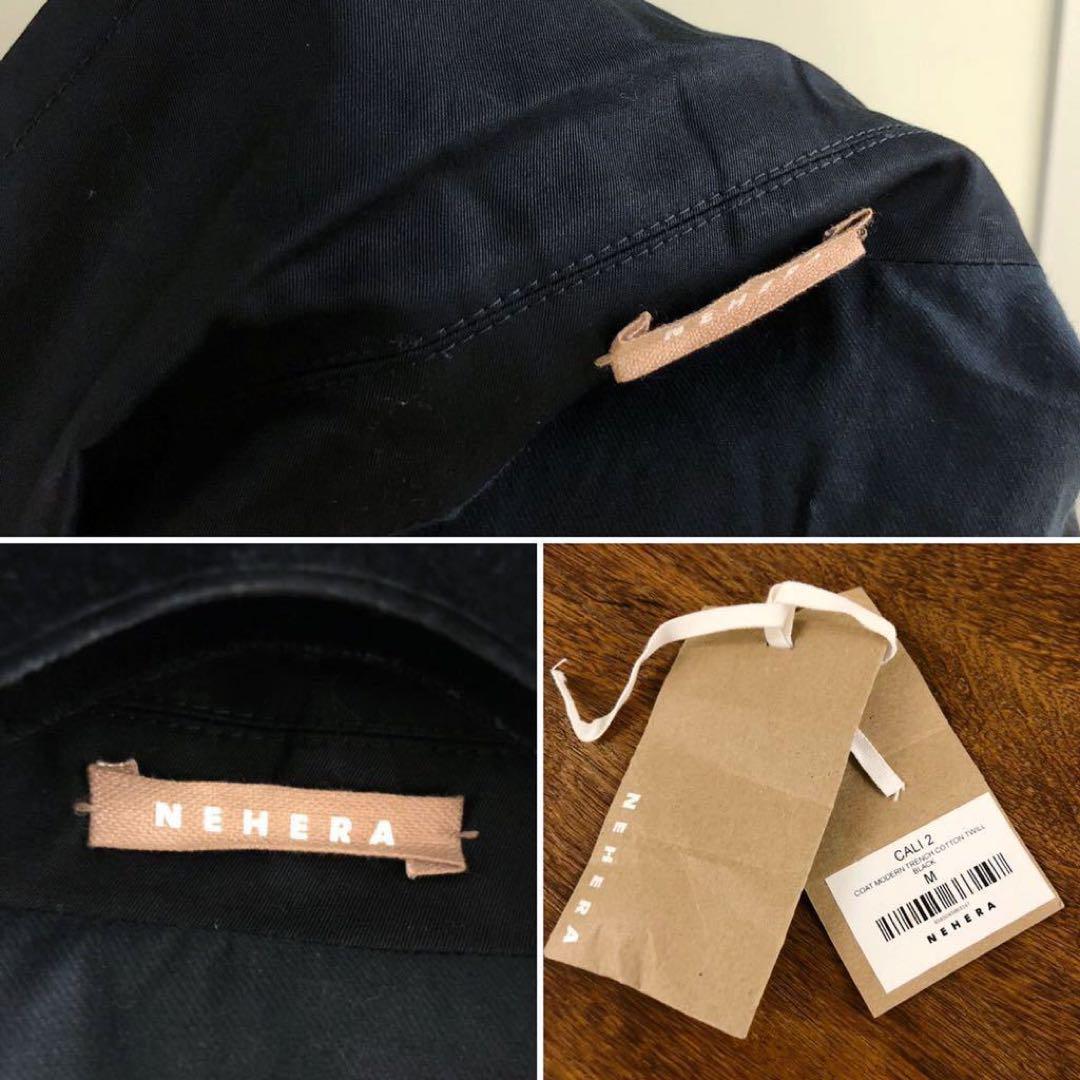低価格 NEHERA】BLACK COTTON トレンチコート TWILL ジャケット・アウター
