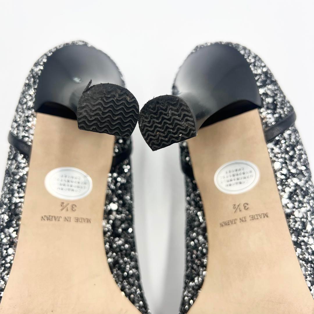 美品【アナスイ ANNA SUI】パンプス ラメ リボン プレーントゥ