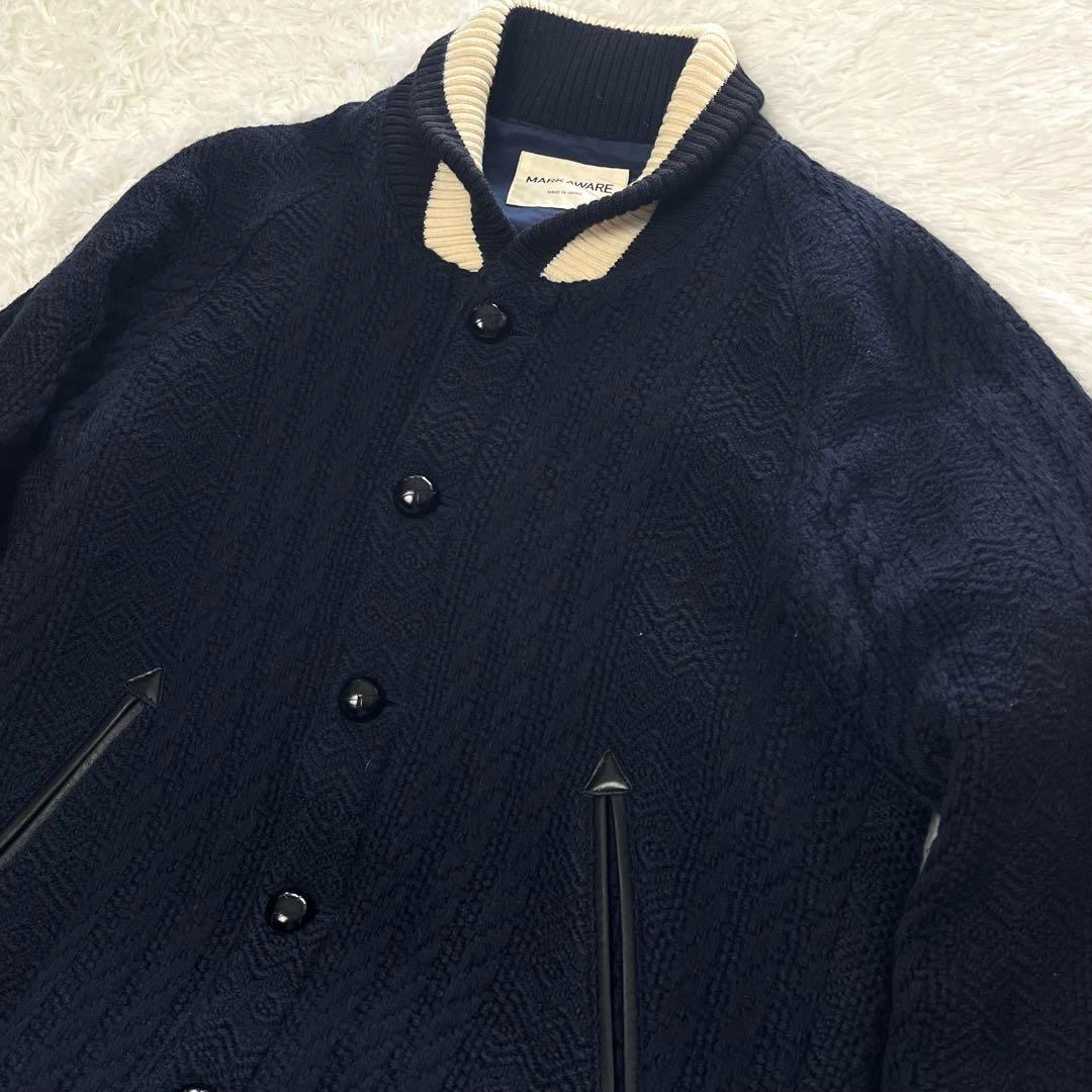 MARKAWARE ネイビー ニット スタジャン ボタン式