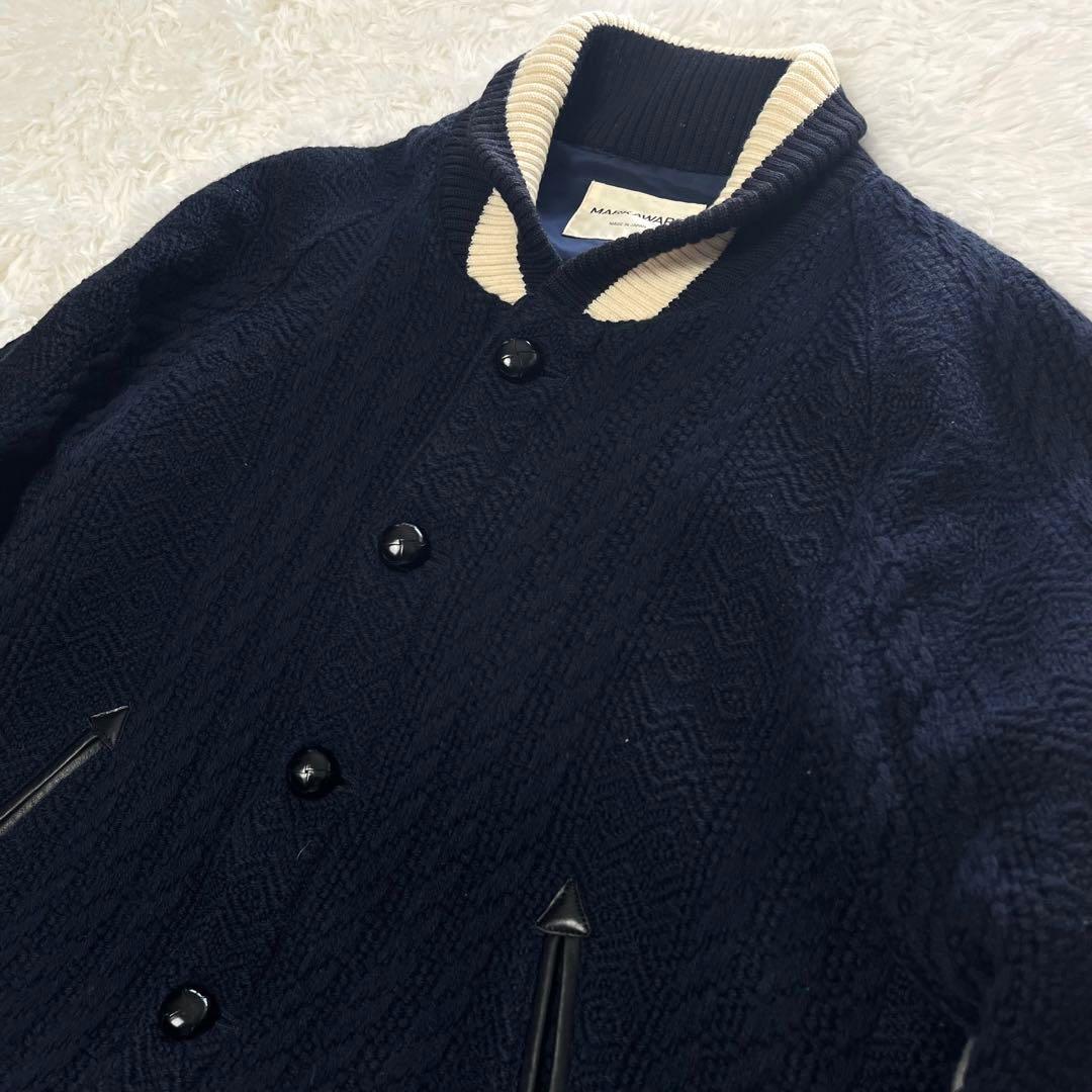 MARKAWARE ネイビー ニット スタジャン ボタン式
