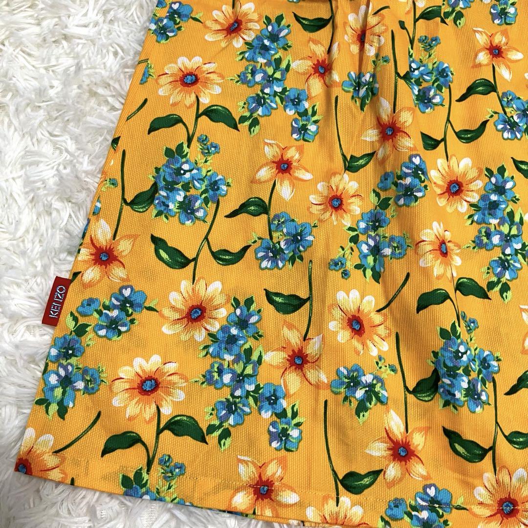 新品タグ付 ケンゾー ノースリーブ ワンピース 花柄 黄色 150
