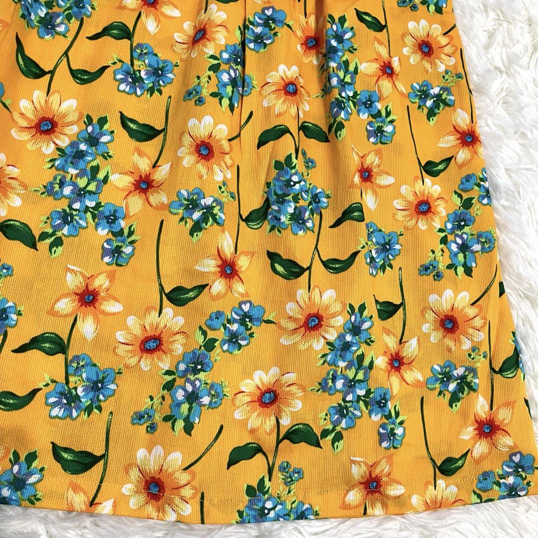 新品タグ付 ケンゾー ノースリーブ ワンピース 花柄 黄色 150