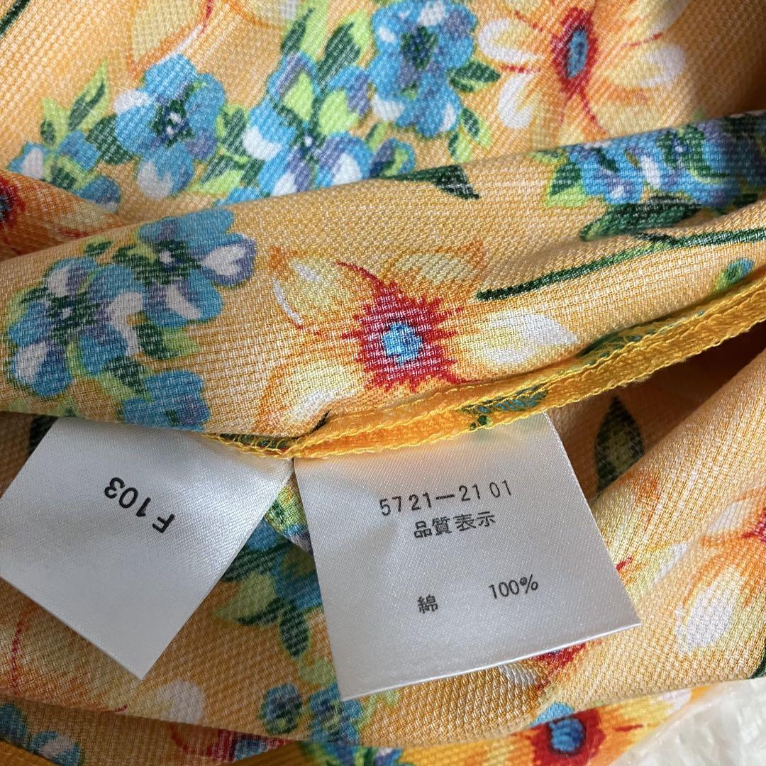 新品タグ付 ケンゾー ノースリーブ ワンピース 花柄 黄色 150