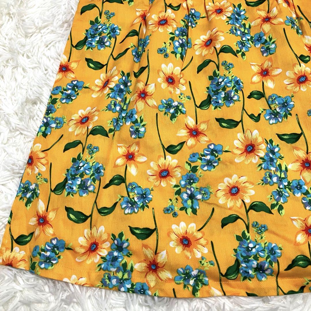 新品タグ付 ケンゾー ノースリーブ ワンピース 花柄 黄色 150