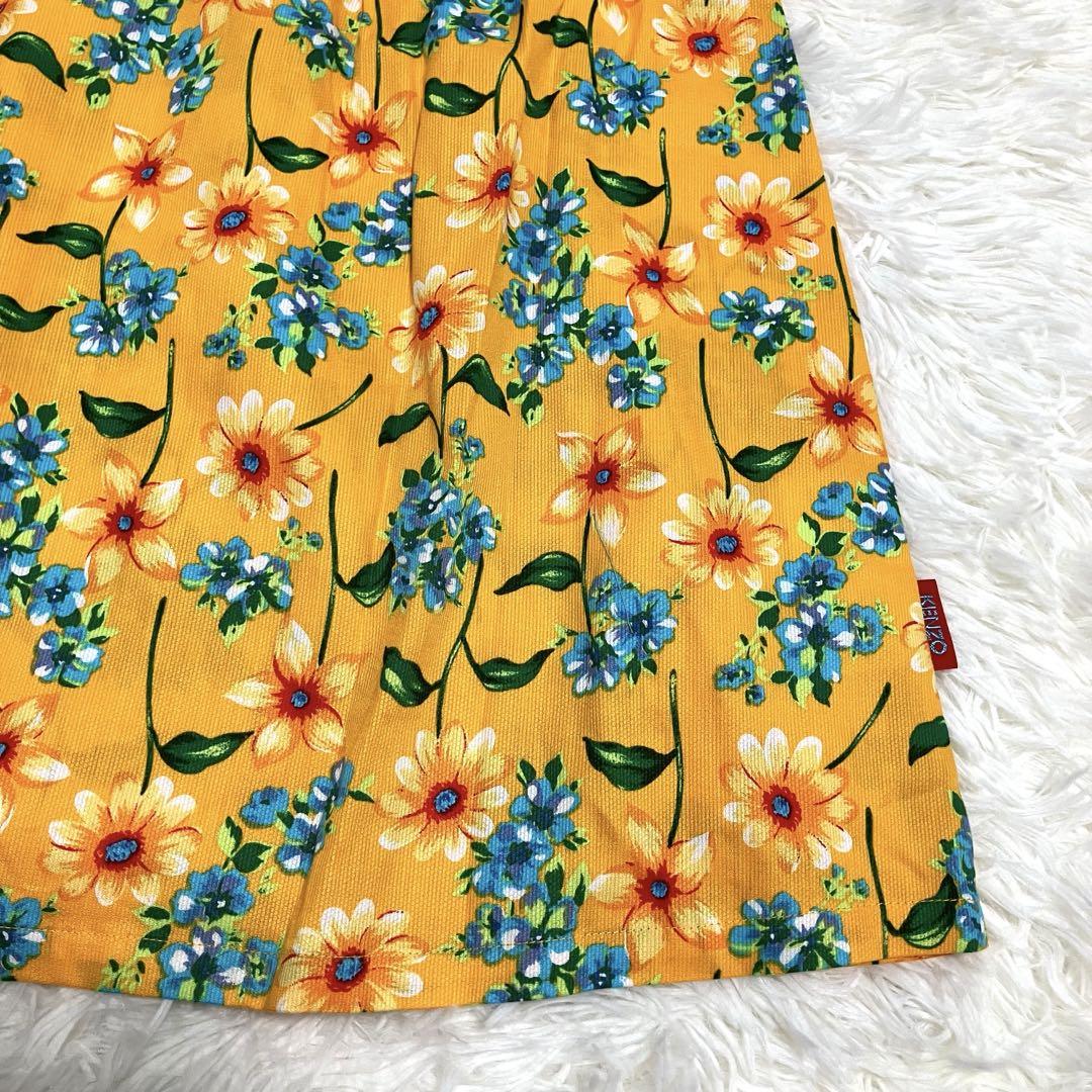 新品タグ付 ケンゾー ノースリーブ ワンピース 花柄 黄色 150