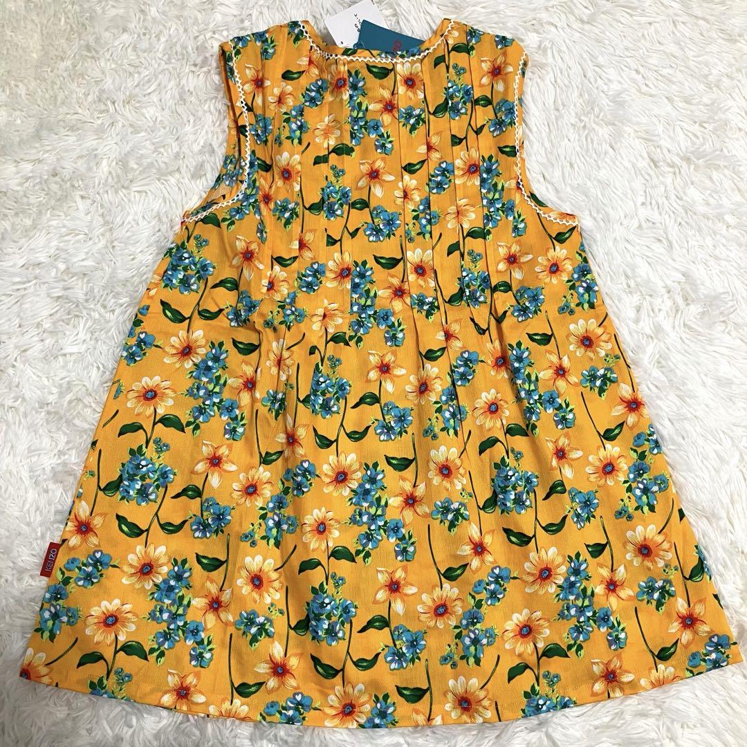 新品タグ付 ケンゾー ノースリーブ ワンピース 花柄 黄色 150