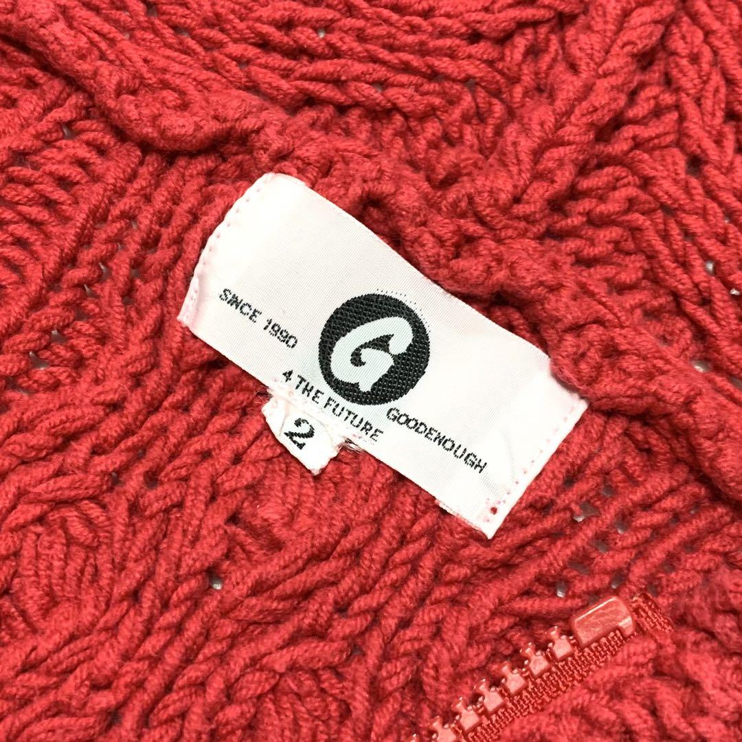 入荷nowオンラインストア ☆名作☆ GOODENOUGH 2 赤 パーカー ジップ ケーブルニット トップス
