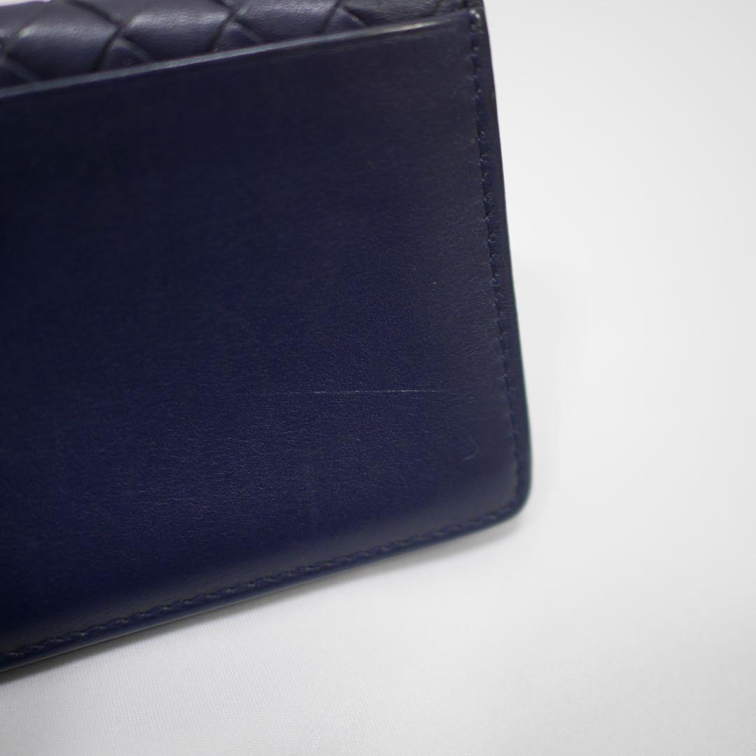 Bottega Veneta イントレチャート名刺入れ カードケース ネイビー