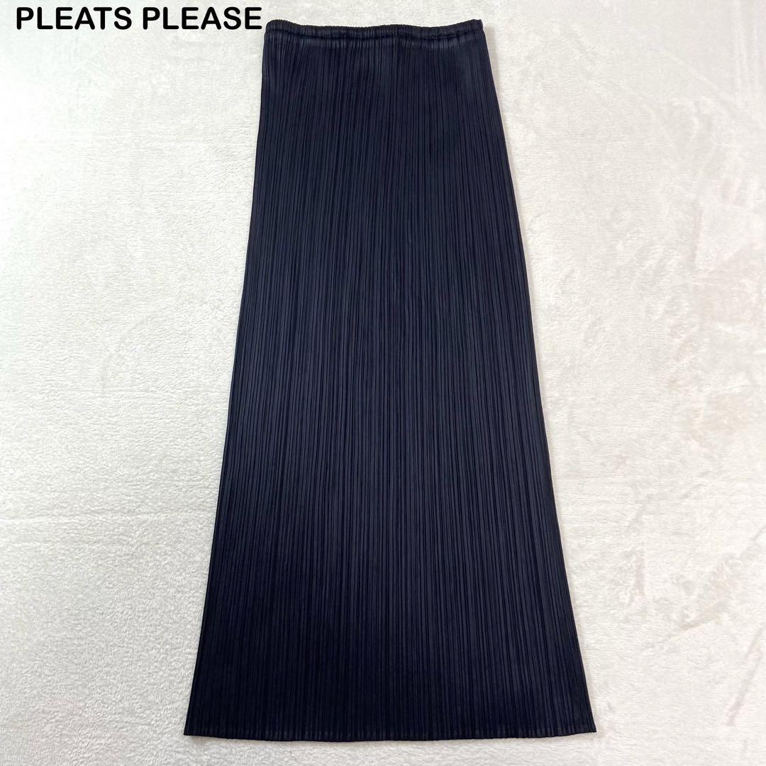 PLEATS PLEASEプリーツプリーズ黒スカート PLEATS PLEASEプリーツプリーズ ロングスカート スリット 黒ブラック