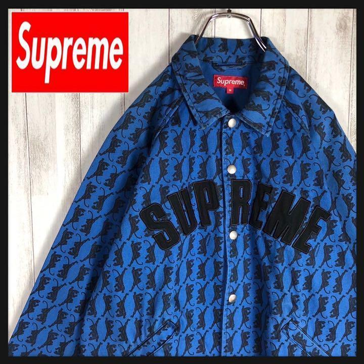 【即完売モデル】Supreme 総柄 アーチロゴ 刺繍 スナップジャケット