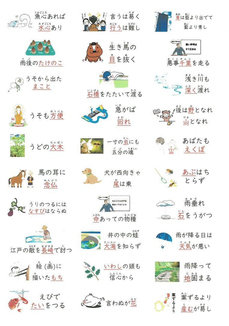 絵付き]カット済【中学受験】国語[知識]諺/慣用句/四字熟語 暗記