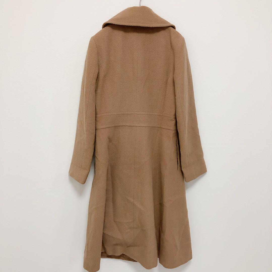 【NEW限定品】 ローラアシュレイ 85-49 ロングコート ブラウン アンゴラ混 丸襟 ジャケット・アウター