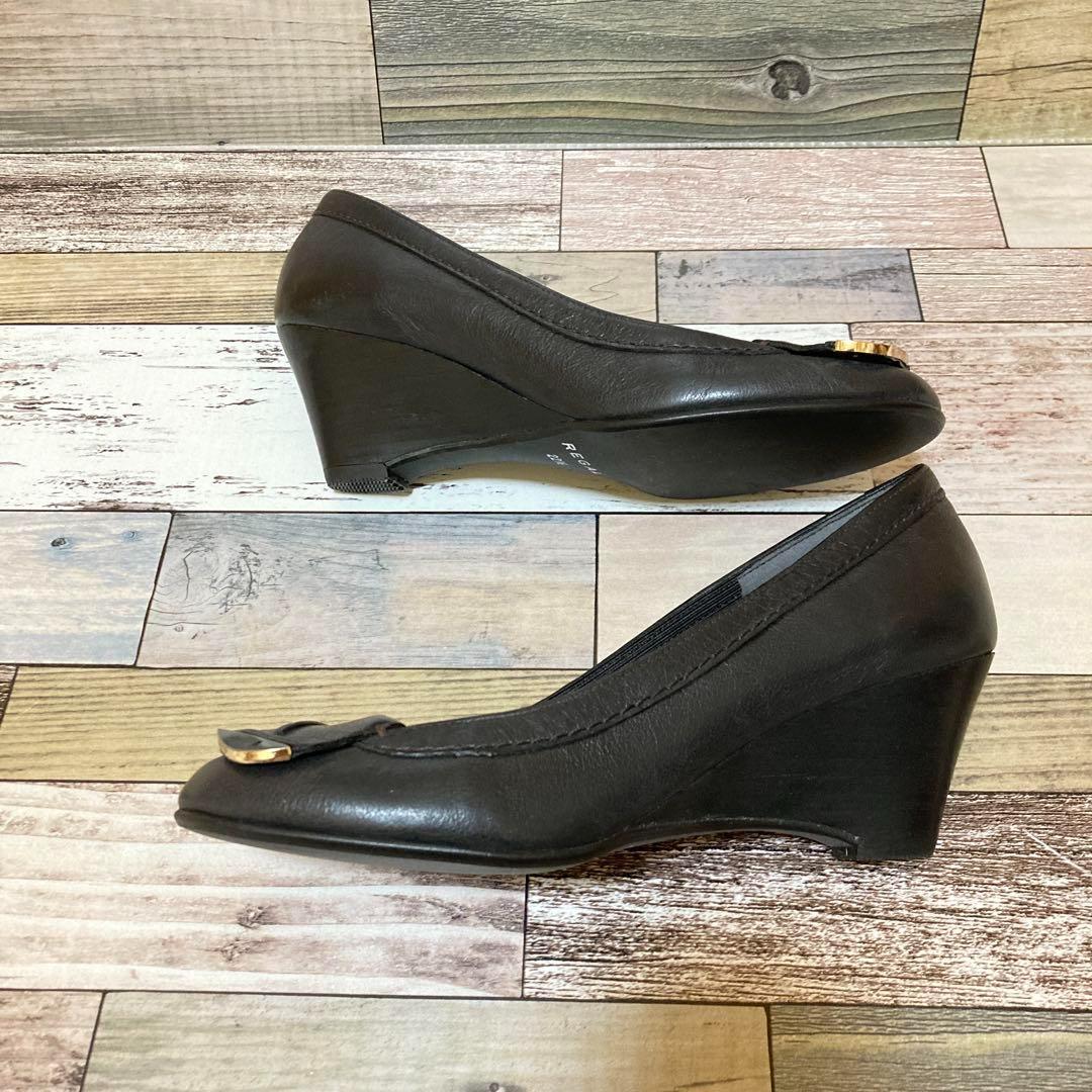 【超美品】REGAL ウェッジソールレザーパンプス 黒 22.5