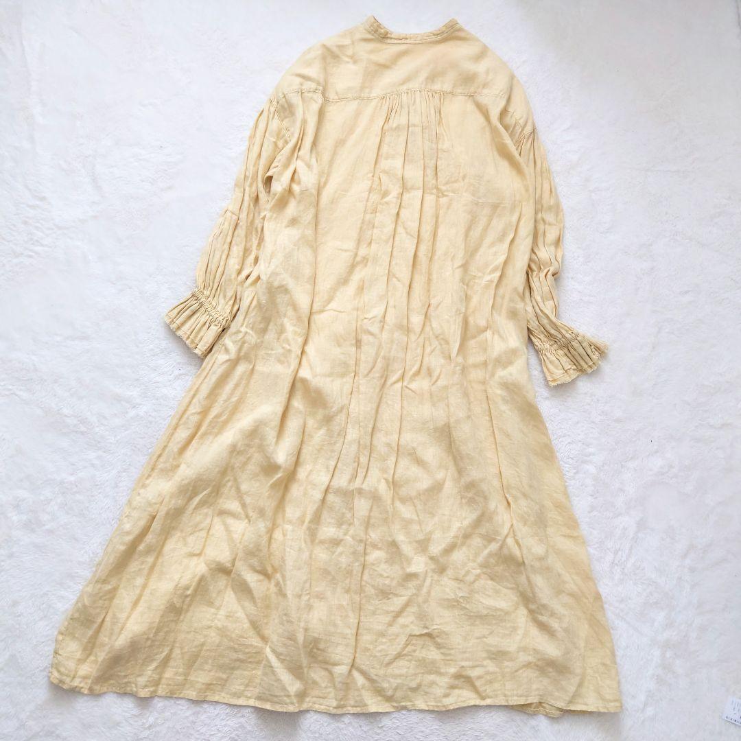 nest robe リネン ロングワンピース シャツワンピース フレア ギャザー