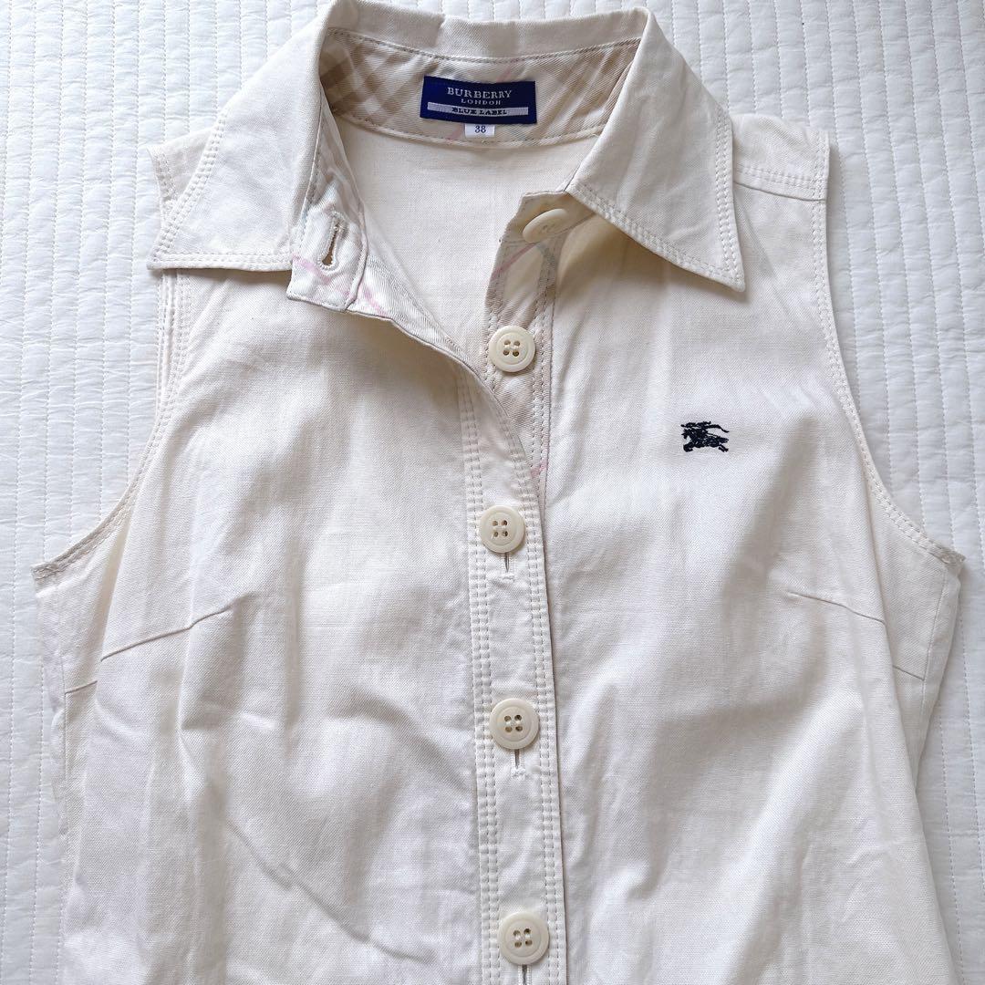 定番のお歳暮＆冬ギフト BURBERRY BLUE LABEL チェックベルトシャツワンピース 麻 - メルカリ ワンピース