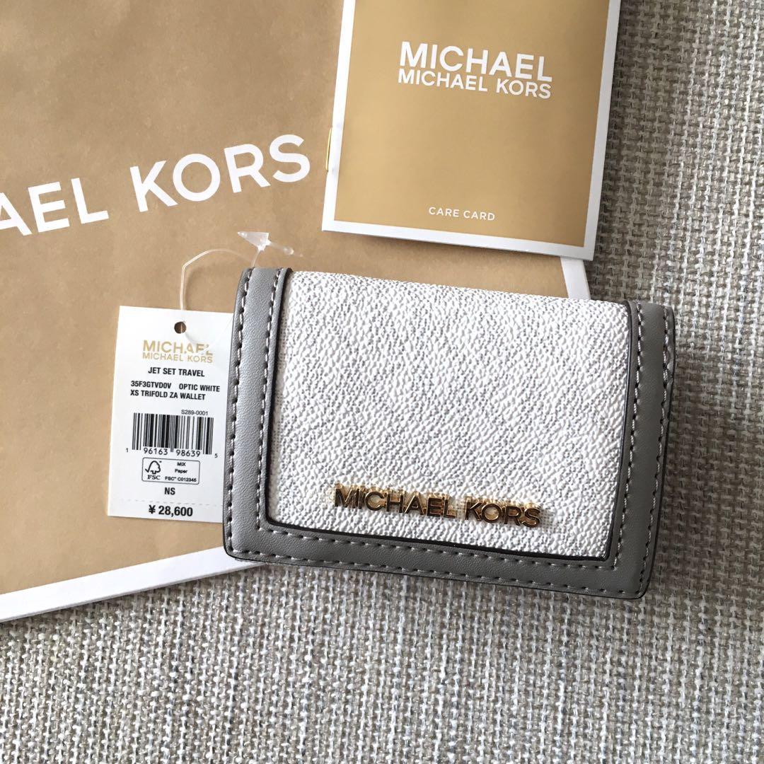 新品　MICHEAL KORS マイケルコース　三つ折り　財布　グレーホワイト