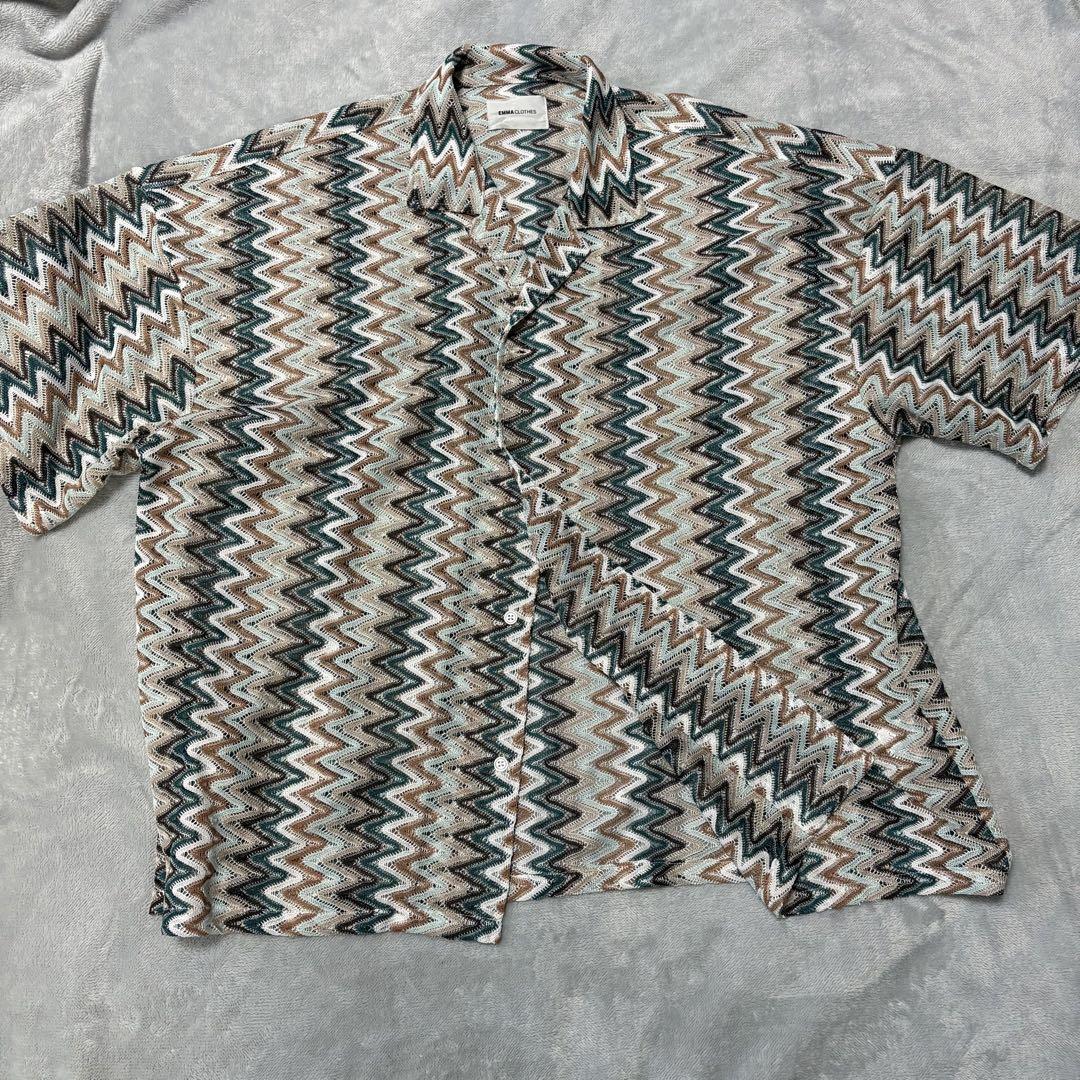 EMMA CLOTHES エマクローズ　 シアーオープンカラーシャツ　M