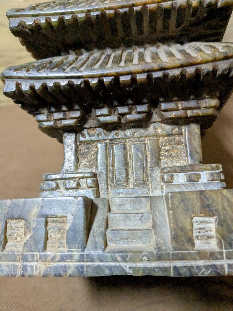 細密彫り石製多宝塔、時代物、