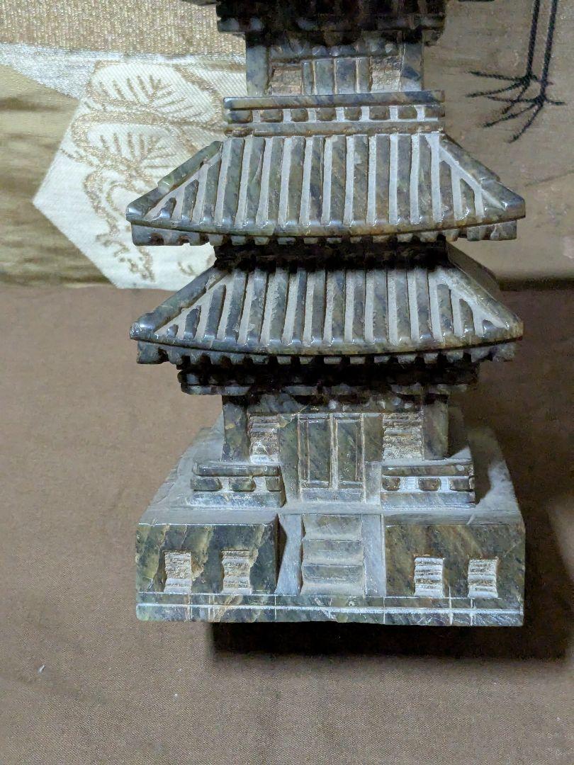 細密彫り石製多宝塔、時代物、