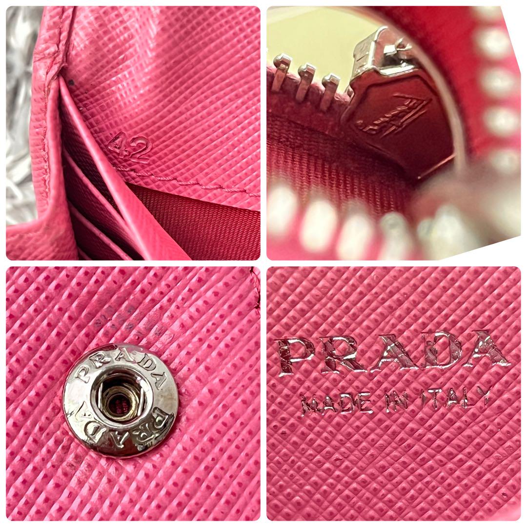良品✨PRADA サフィアーノ　三角ロゴ　新しめロゴ　2点セット　ピンク