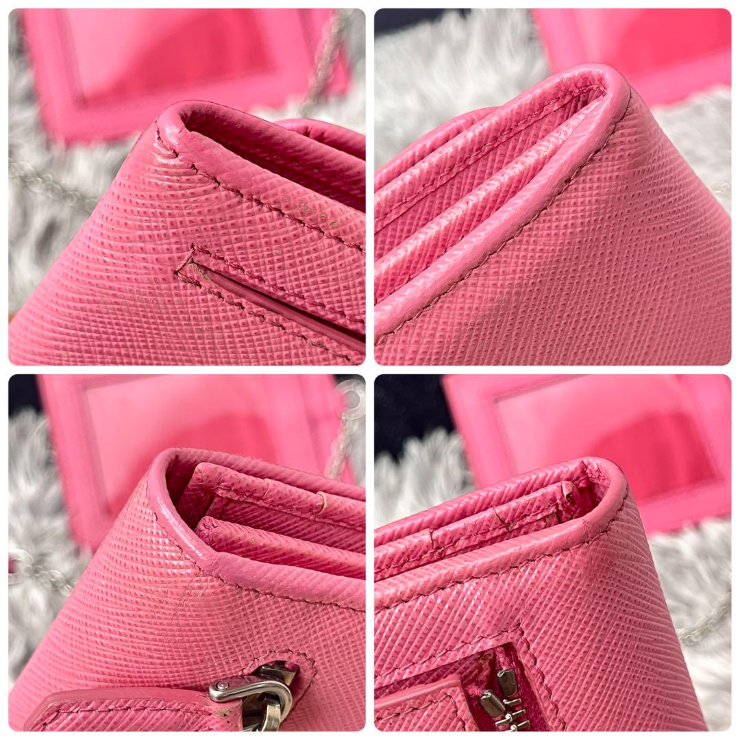 良品✨PRADA サフィアーノ　三角ロゴ　新しめロゴ　2点セット　ピンク