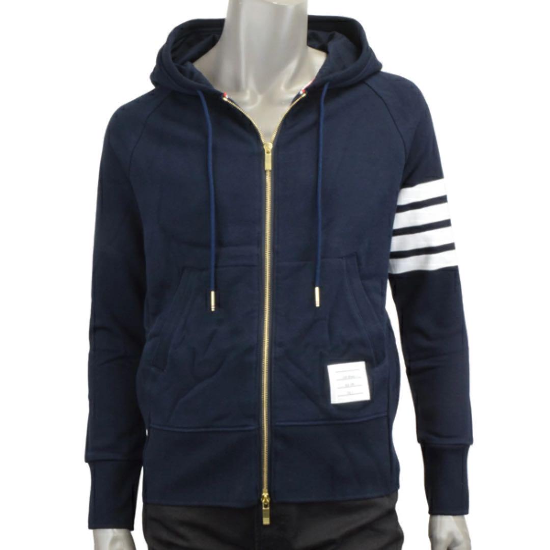 ネイビーTHOM BROWNE トムブラウン 4-BAR FULL-ZIP HOODIE