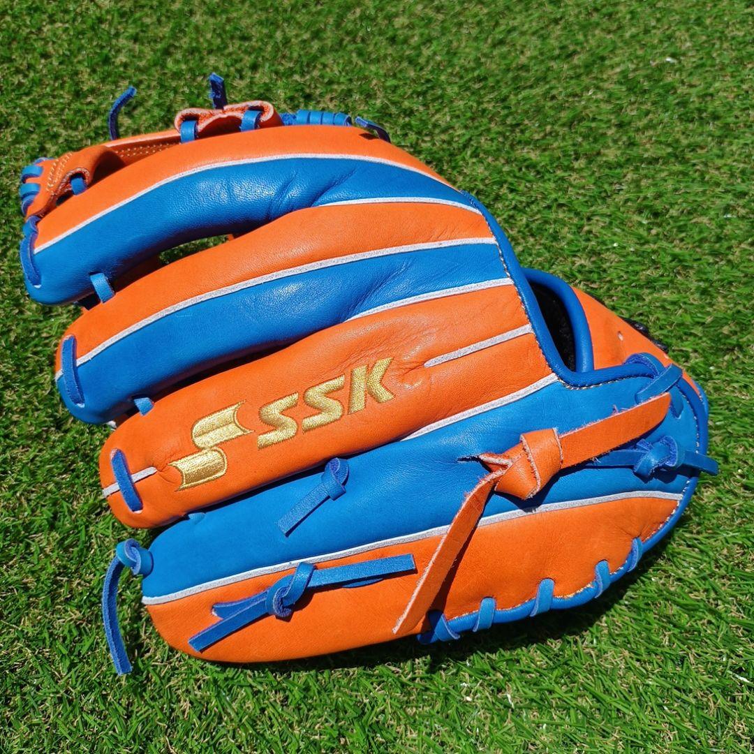 ✨希少カラー✨SSK 軟式 オレンジ　ブルー　コンビ　内野手