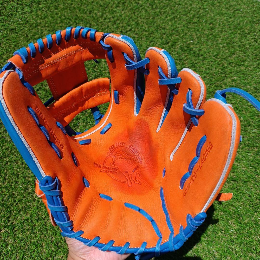 ✨希少カラー✨SSK 軟式 オレンジ　ブルー　コンビ　内野手