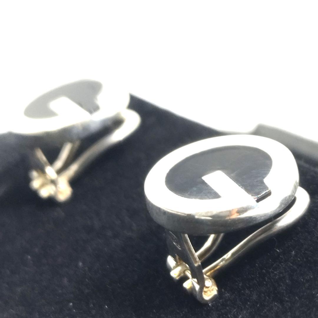 新品仕上げ　GUCCI グッチ ピアス Gマーク　オニキス　 シルバー 925