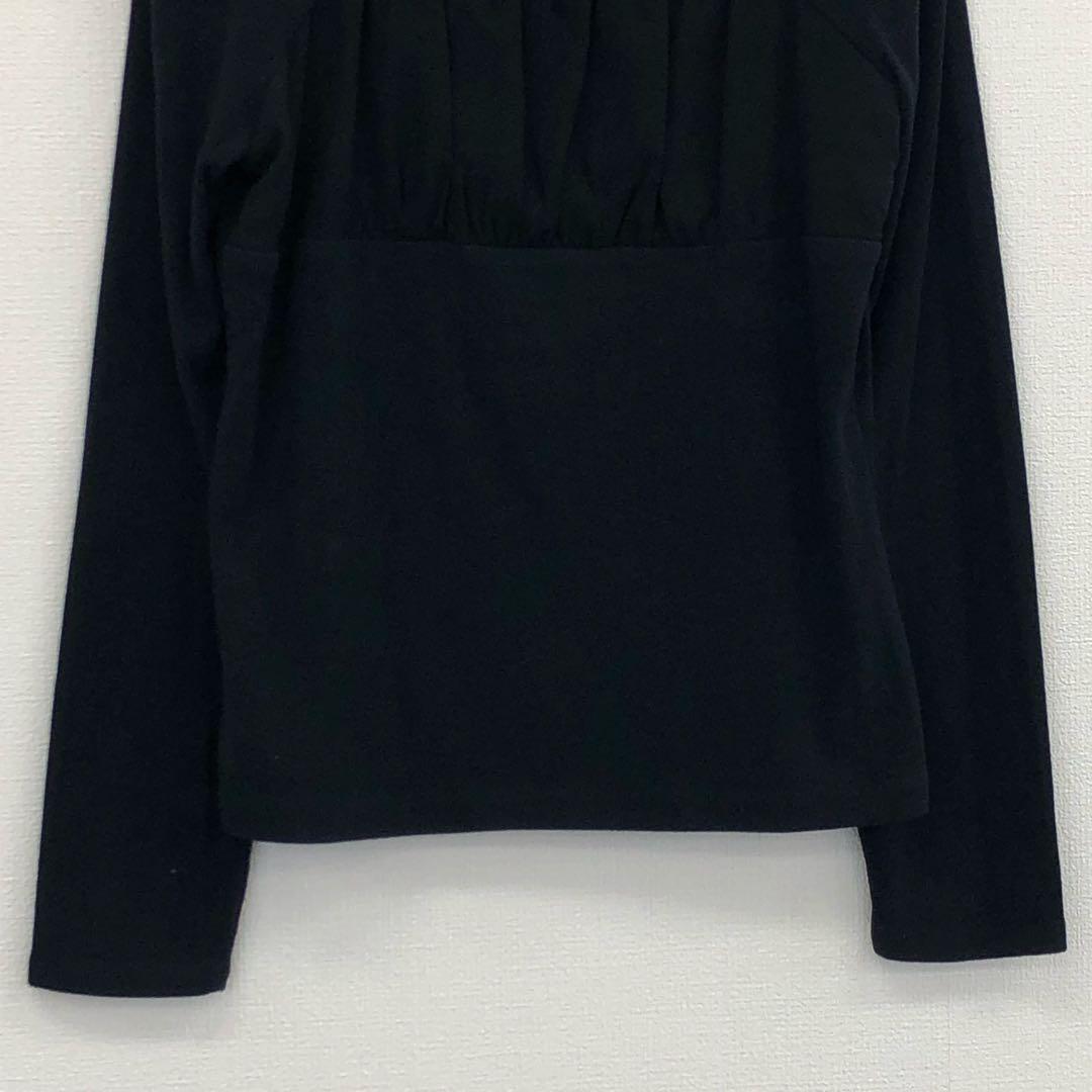 INDIVI　長袖カットソー　黒　М インディヴィ フロントシフォン 長袖 カットソー 【M】 黒 日本