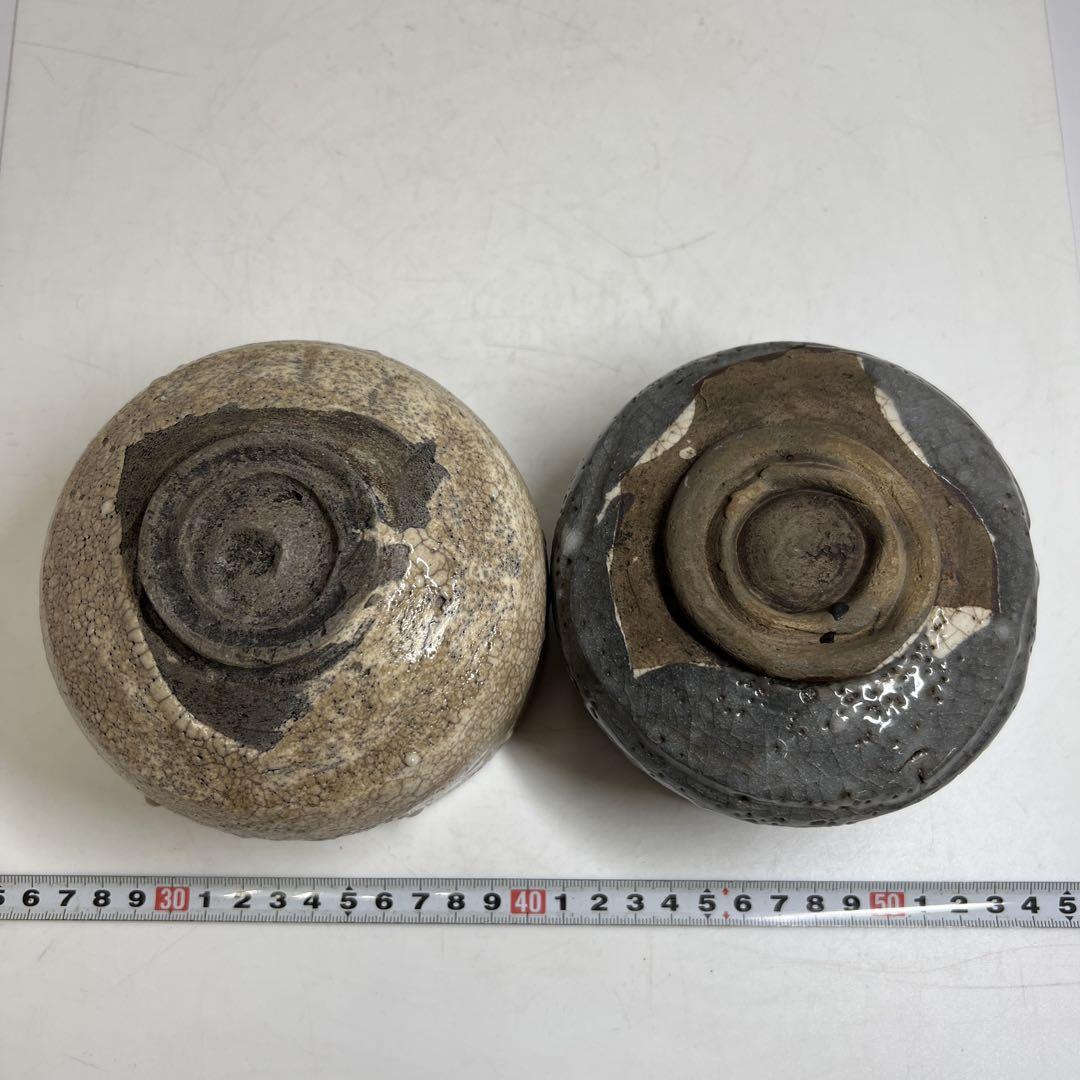 時代　鼡志野　茶碗2客　木箱付　口径約13/11.8㎝　東Y7-0613④