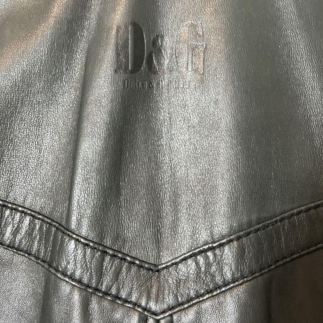 D&G DOLCE&GABBANA レザー×ニットブルゾン ジャンパー LL