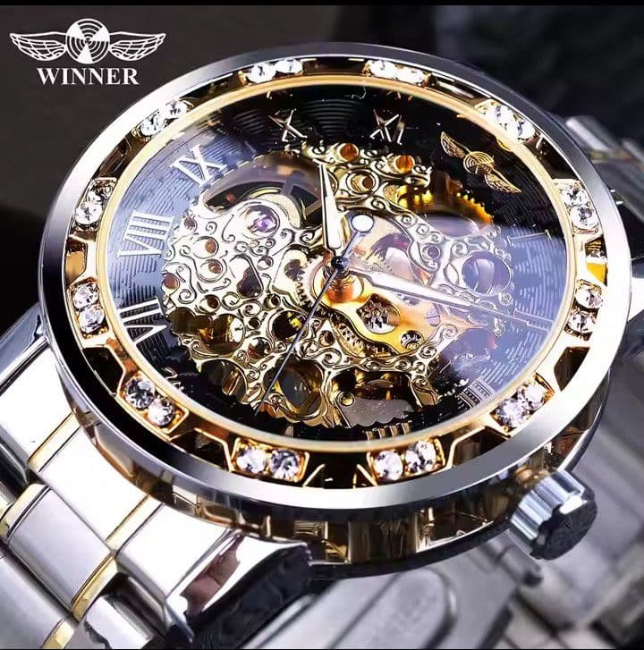 WINNER スケルトン自動巻き腕時計 ゴールド/シルバー