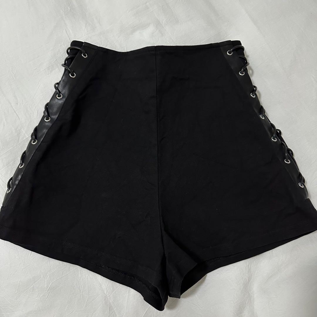 Darich ハイウエストレースアップショートパンツ BLK Msize