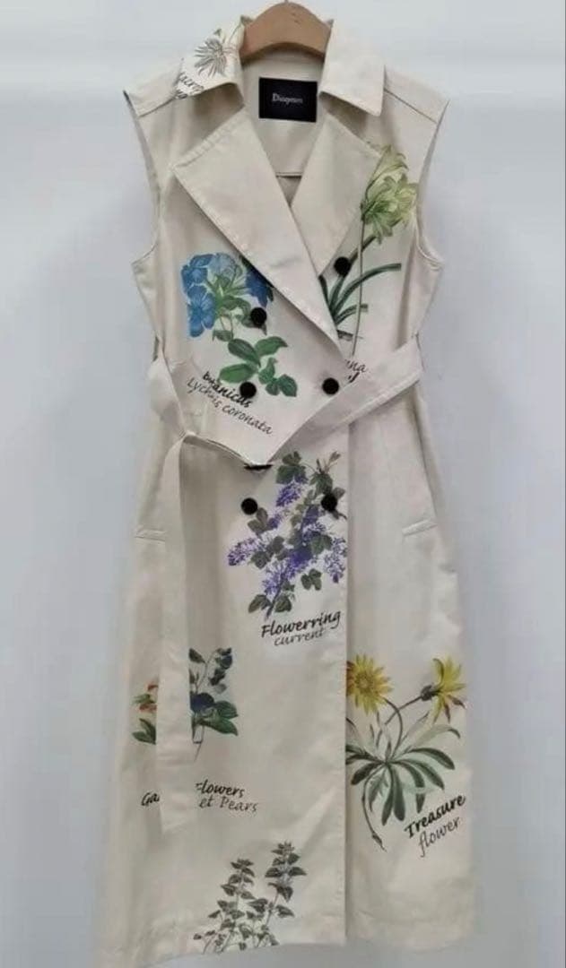 花柄ノースリーブトレンチワンピースM GRACE CONTINENTAL